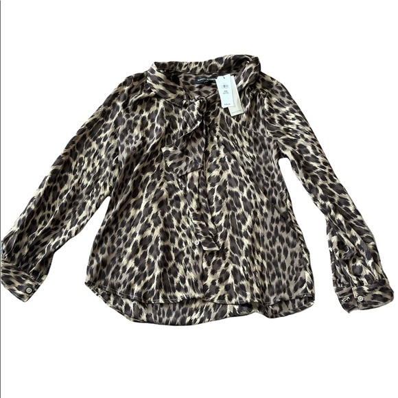 Banana Republic Factory NWT Animal Print Blouse With Neck Sash - Picture 6 of 6